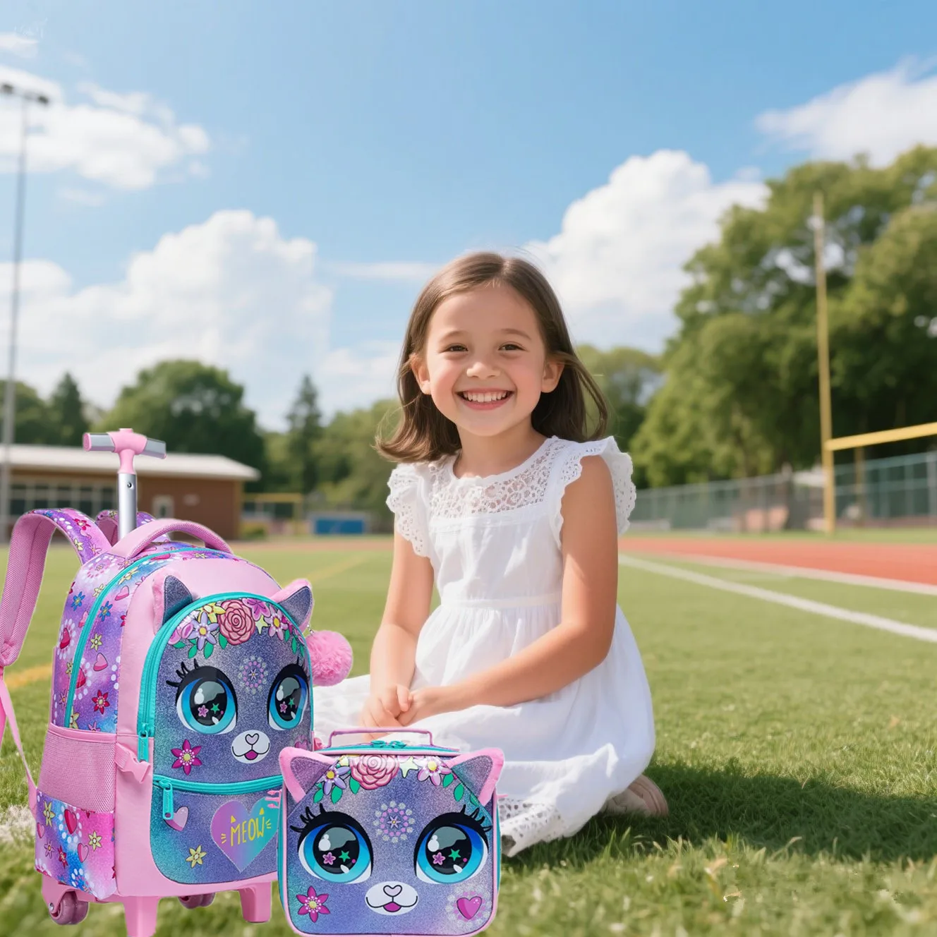 sacs d'école pour enfants, sac à dos roulant pour filles, valise à bagages avec chariot à roulettes, sacs à dos à roulettes pour voyage scolaire
