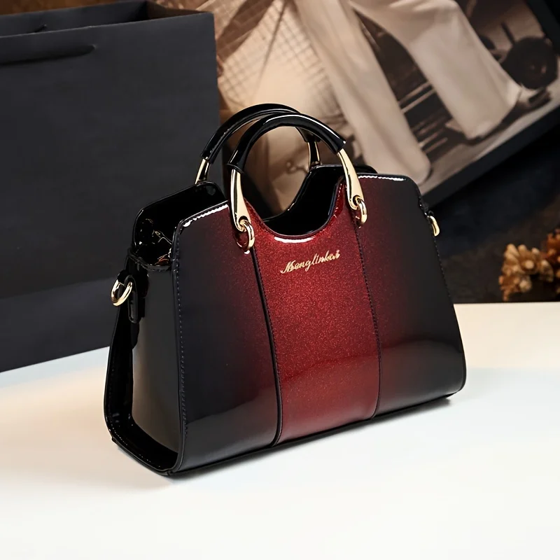 mn mom sac à bandoulière en cuir verni nickel é pour femme d'âge moyen, sacs à main à bandoulière