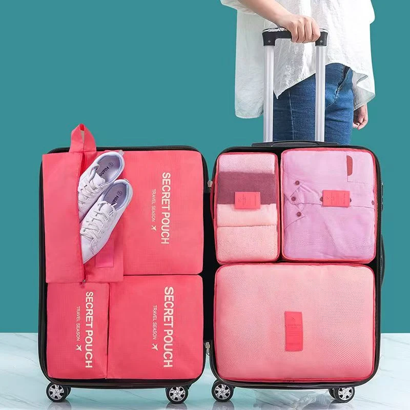 6 pièces/ensemble valise de voyage organisateur pochette étui vêtements sac de voyage ensemble bagages grande capacité tri stockage chaussures chaussettes sac