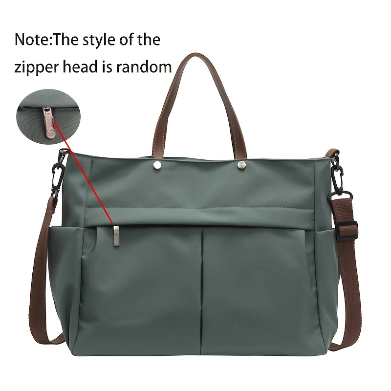 sac fourre tout élégant en nylon pour femmes, sac à bandoulière avec deux poches, sac à main de transport de grande capacité