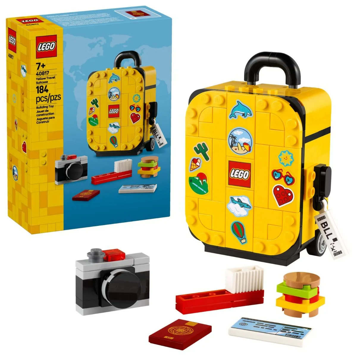LEGO ®   Valise de voyage jaune (40817) Kit de construction de modèles de bagages pour enfants âgés de 7 ans et plus 184 pièces