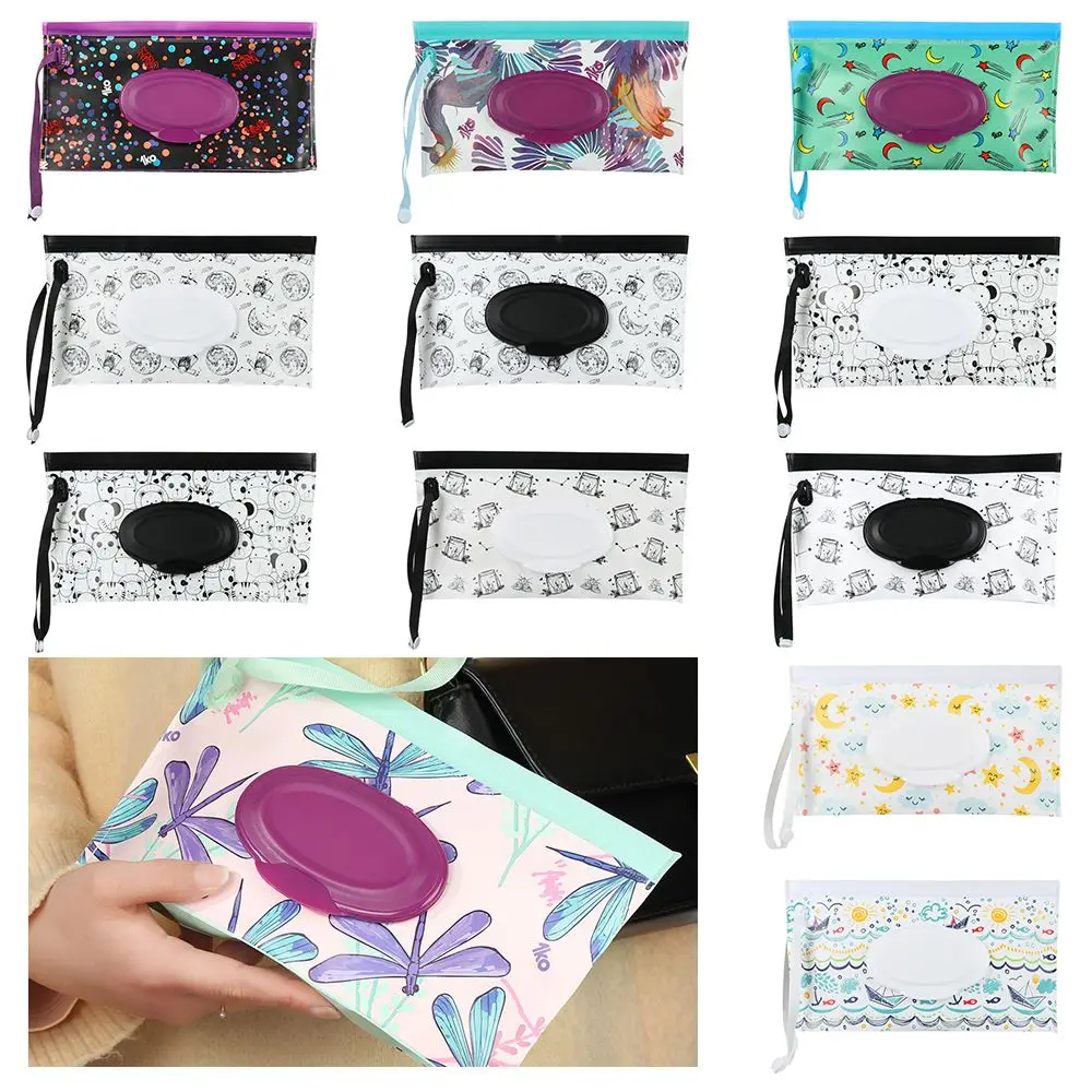 Étui de transport utile à la mode, produit portable pour bébé, couvercle rabattable, pochette cosmétique, boîte à mouchoirs, sac de lingettes humides, accessoires de poussette