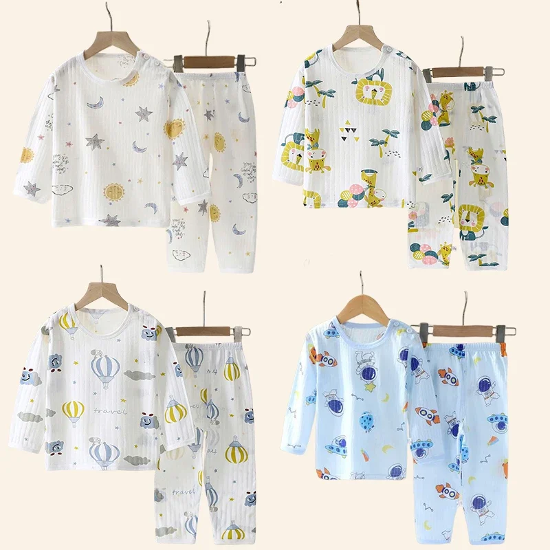 ensembles pour enfants coton enfants vêtements à manches longues/courtes maison vêtements de nuit vêtements pour enfants garçon fille automne hiver hauts pantalons costumes