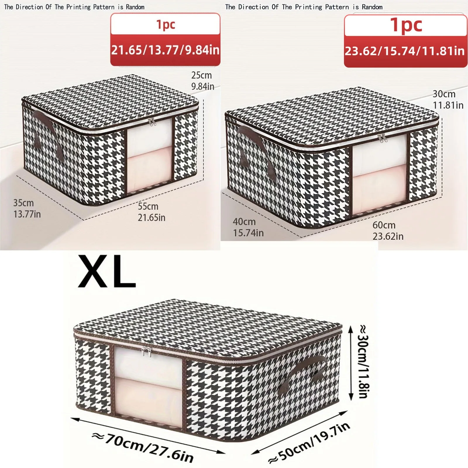 boîte de rangement visible de grande capacité, organisateur de vêtements ménagers portables avec poignées, conteneur pliable anti poussière à fermeture éclair pour couette