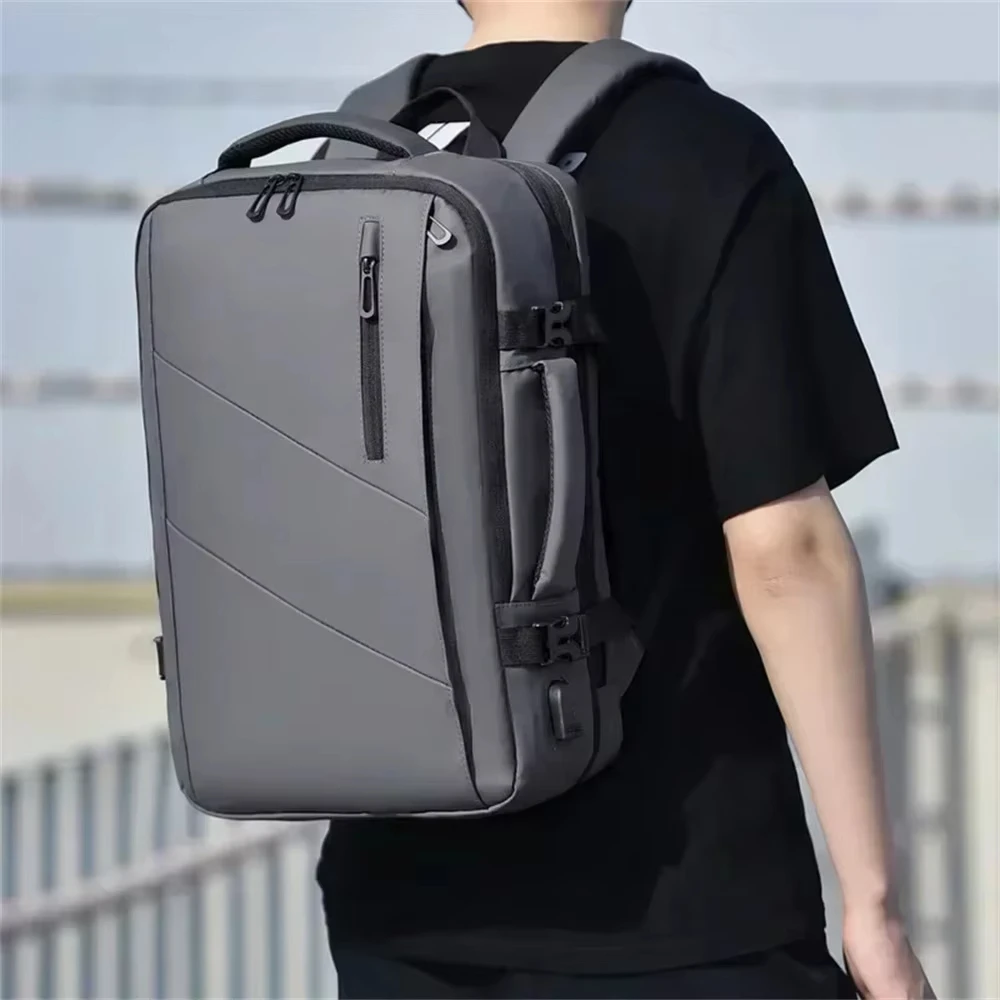 sac à dos extensible de grande capacité pour hommes, sac de voyage d'affaires pour ordinateur portable 15.6 pouces, étanche, chargeur usb, bagages de camping
