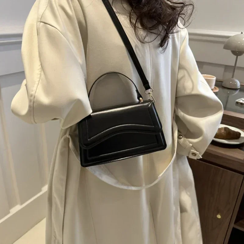 sac à main en cuir pu de bonne qualité pour femmes, sac à bandoulière de couleur unie, petit fourre tout pour femmes et filles