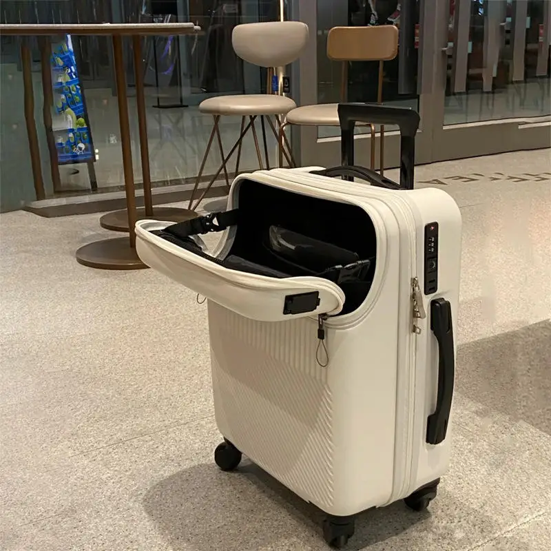 valise ouverte avant extensible 600, petit bagage de 20 pouces, lumière d'embarquement, tige de traction, étui en cuir 24, étui de voyage pour étudiant