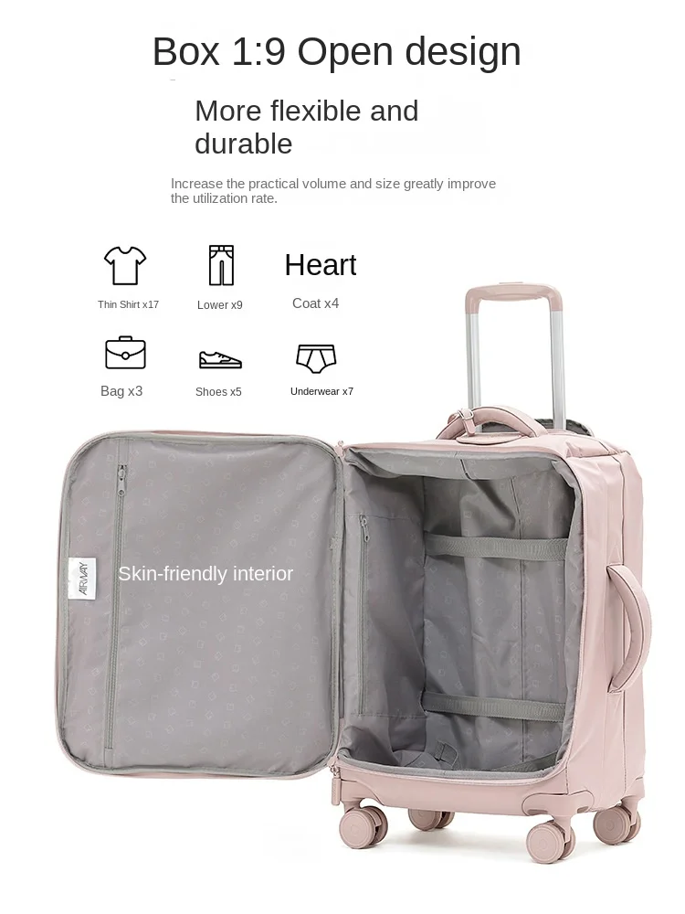 20/24 pouces nouveau bagage imperméable oxford tissu plusieurs poches valise ultra léger valises de voyage sac de cabine