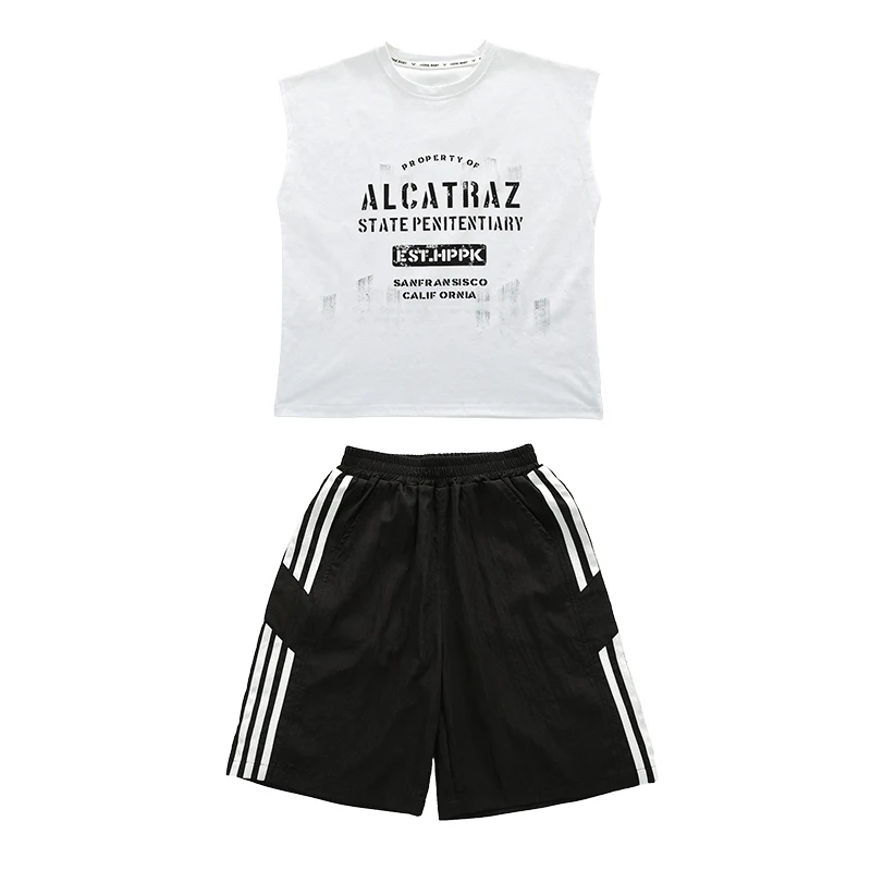 costume d'été pour enfants de 3 à 14 ans, t shirt sans manches + short en coton, ensemble de vêtements deux pièces, tenues de survêtement à la mode pour enfants