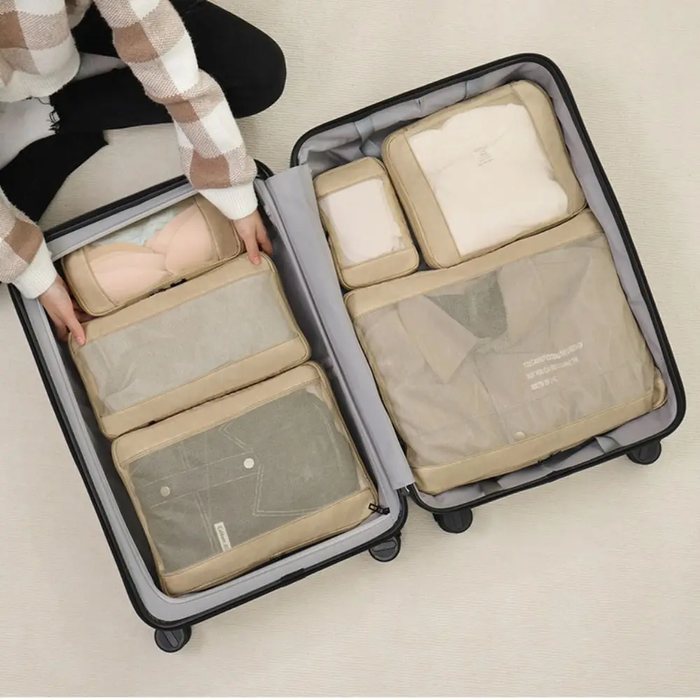ensemble de sacs de rangement de voyage portables, 4/6 pièces, valise transparente à compression, pochette pliable, organisateur de bagages polyvalent