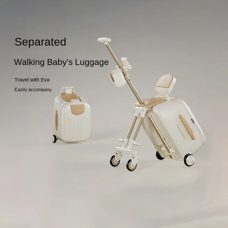 Valise de voyage pour enfants, porte-monnaie avec mot de passe de 20 pouces, avec porte-gobelet, biellette de direction détachable, bagages pour bébé, nouvelle collection 2025