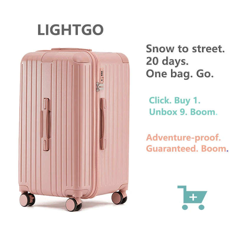 LIGHTGO 23KG grande valise à bagages 22/27/29.5 pouces USB C charge capacité maximale mode 158CM IATA continuer