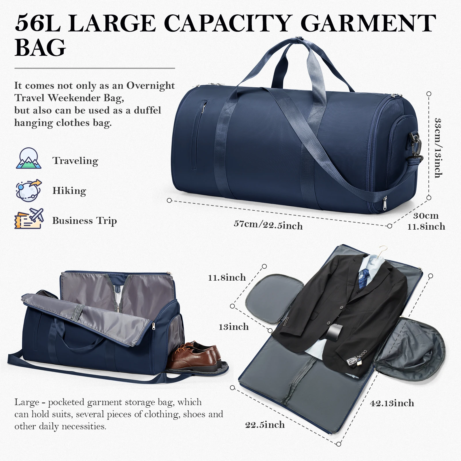 porte costumes sac de voyage étui pour porte costume sac convertible porte costumes pliants pour hommes femmes voyage sac de vêtements d'affaires 
