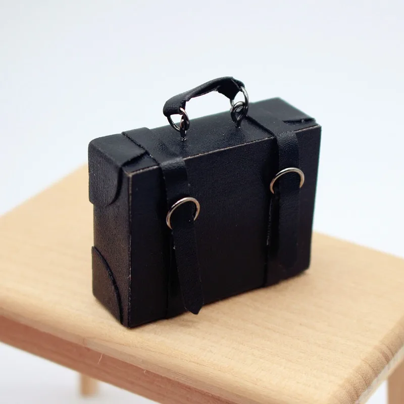 maison de poupée maison de poupée simulation valise en cuir porte documents mini modèle bricolage sac à main miniature scène décoration