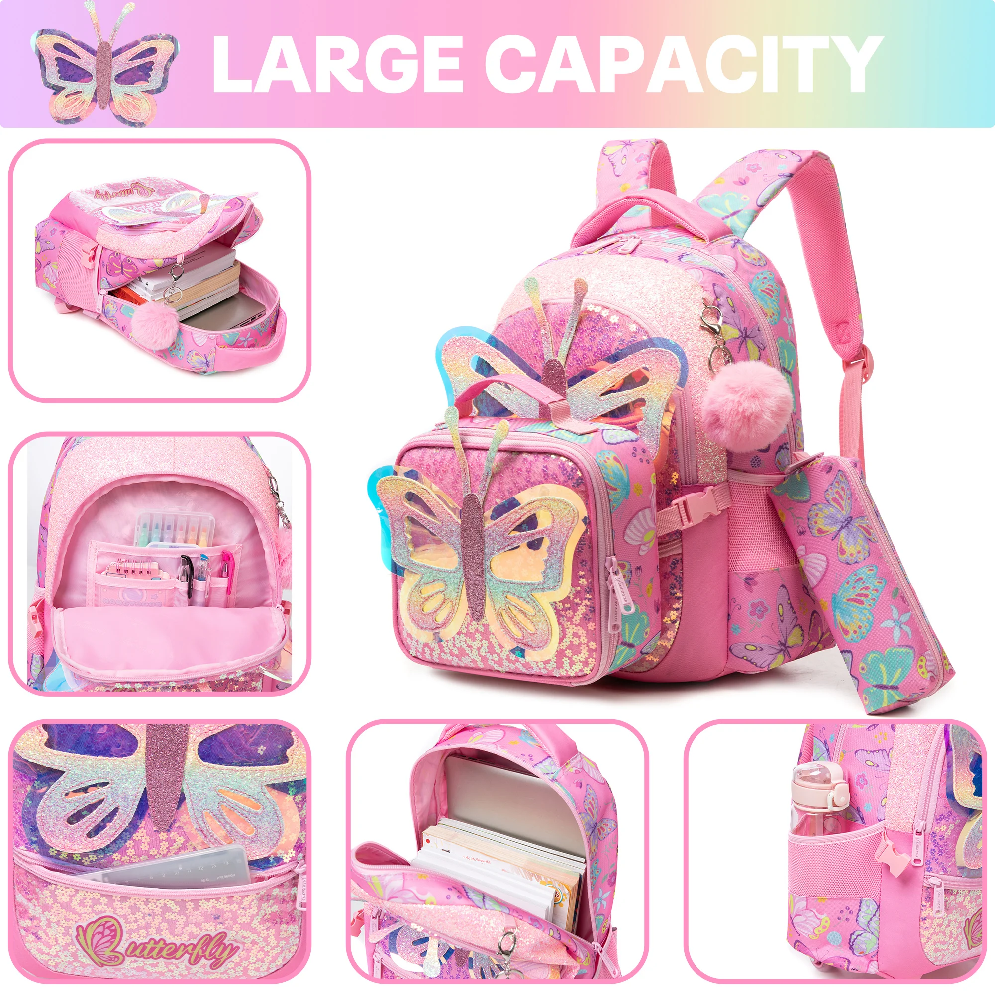 nouveau sac à dos pour enfants à la mode et mignon de grande capacité et léger avec sac à déjeuner trousse à crayons adaptée à l'école