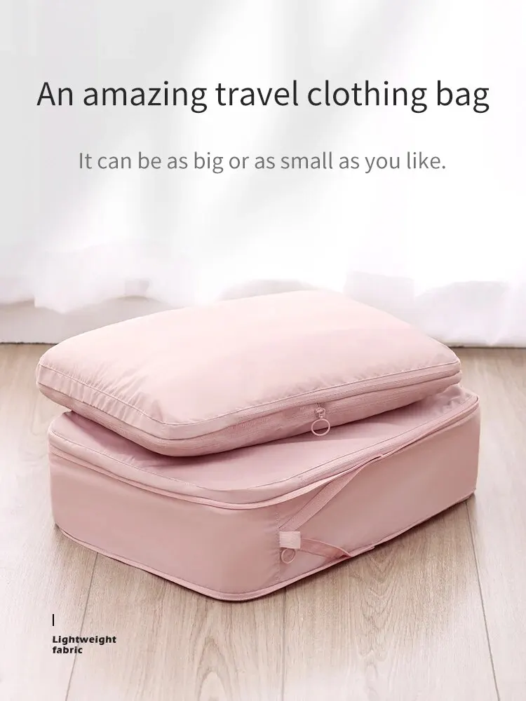 cubes d'emballage de compression de voyage, valise portable, organisateurs de vêtements, étuis de rangement de bagages étanches, sacs melbags, 2 pièces