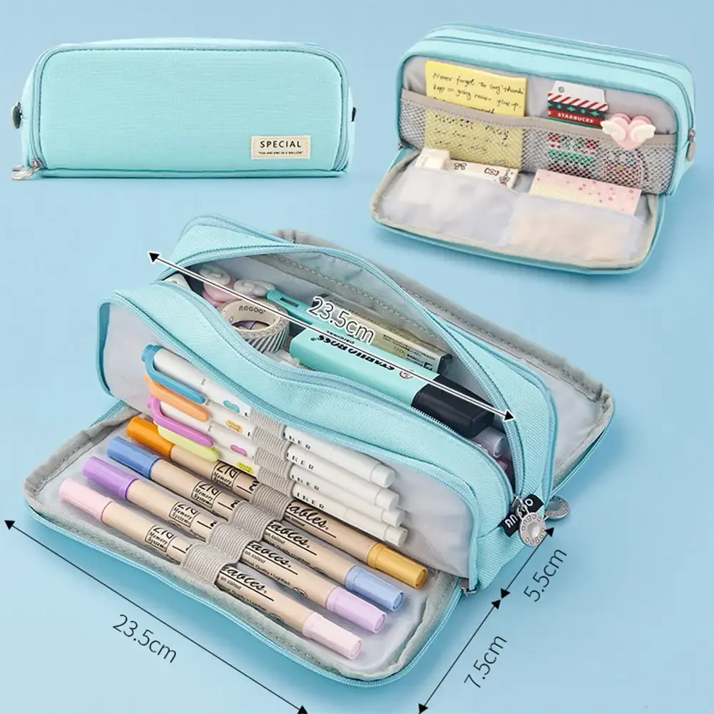 trousse à crayons de grande capacité, étuis à crayons mignons kawaii, trousse à stylos pour étudiants, grande boîte de fournitures scolaires, sacs à crayons staacquering, poudres à crayons