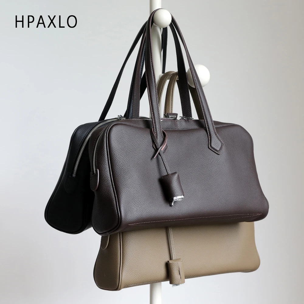 sac boston en cuir véritable pour femmes, sac à main à bandoulière polyvalent, fourre tout de banlieue, accessoire de mode pour dames, sac à main de luxe, nouveau