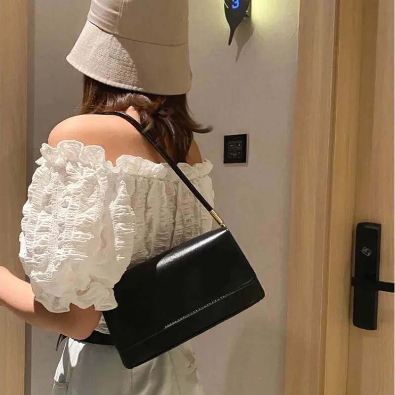 sac à bandoulière en cuir pu pour femmes, sac à main sous les aisselles, petit sac carré décontracté pour dames, sac à bandoulière élégant de couleur unie