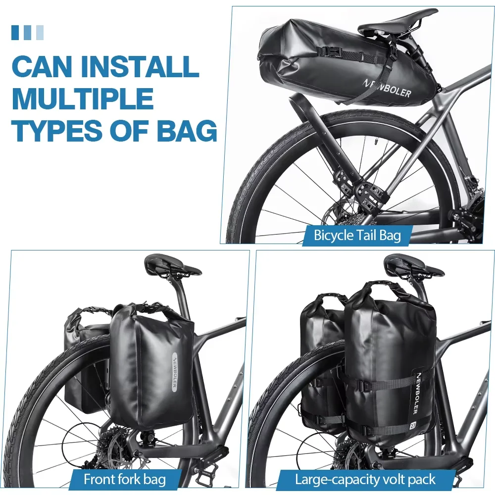 porte bagages de vélo en alliage d'aluminium, grande capacité de 10l, sac de voyage étanche pour siège arrière de vélo, emballage de vélo