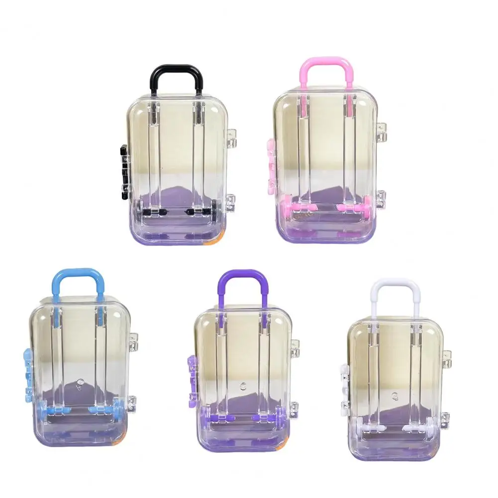 boîte de rangement 7.5x5cm, mini boîtier transparent en forme de valise avec poignée, bijoux décoratifs en plastique, bonbons miniatures pour la maison et le bureau