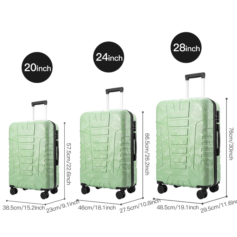 valise à bagages camouflage 20/24/28 pouces avec poignée de voyage et roues universelles pour hommes et femmes avec une grande taille