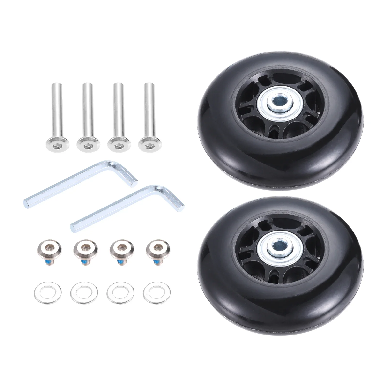 2 kits de roues pivotantes pour valise, essieux en caoutchouc et acier, remplacement de roue à bagages, anti bruit durable avec outils 68/75/78mm x 24mm, installation facile