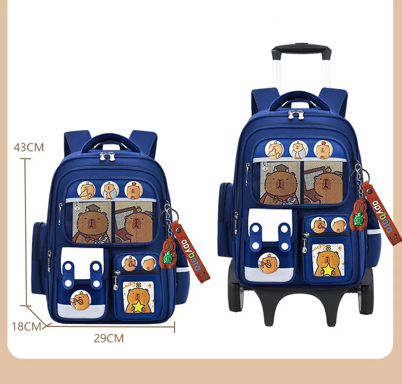 enfants chariot sac à dos roues étudiant haute capacité sacs d'école cartables à roulettes enfants chariot bookbag école sac à roulettes