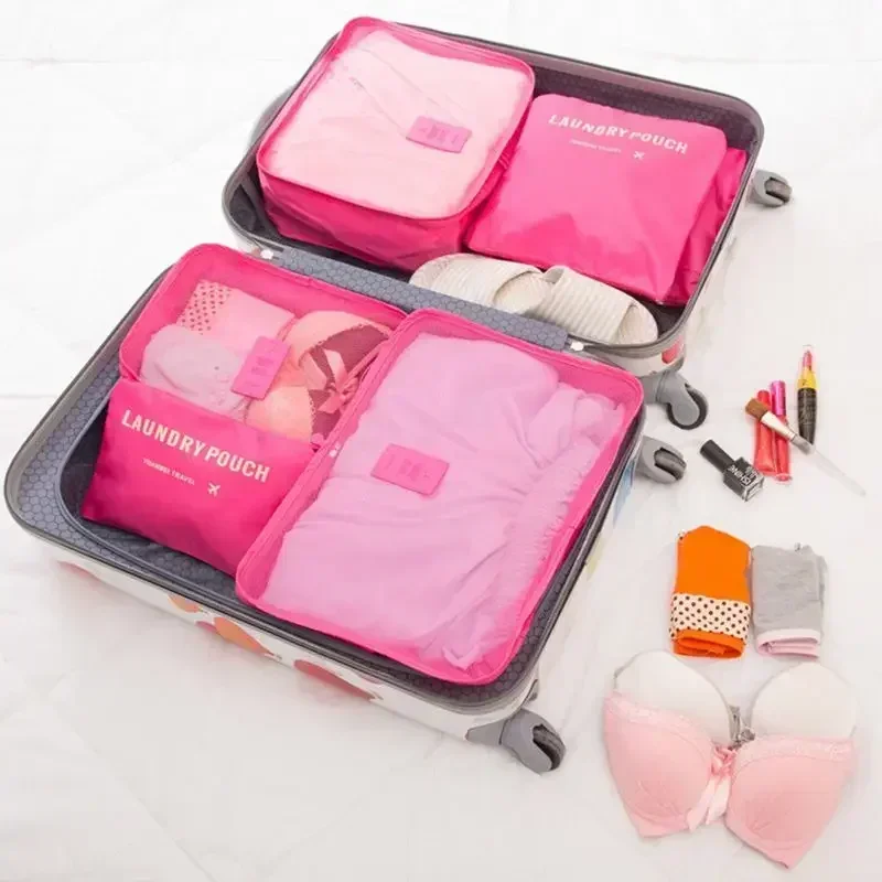 ensemble de 6 sacs de rangement de voyage, ensemble d'emballage de valise, étuis de rangement, organisateur de bagages portables, vêtements et chaussures, organisateur pliable