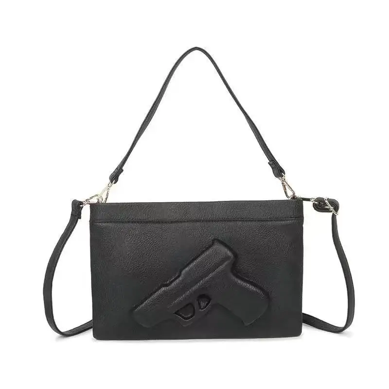 sac à main imprimé avec logo pistolet, sac tactique rétro européen et américain pour femmes, sac à bandoulière très adapté au shopping et aux voyages