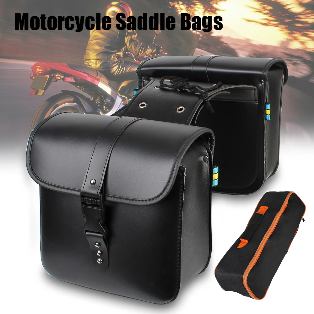 sacs de selle de moto rétro, pochette mallette de rangement, valise de réservoir de bagages latéraux, sacs en cuir pu/pvc, accessoires de moto