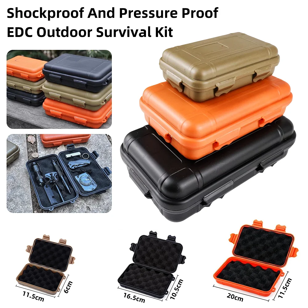 Boîte de survie scellée étanche en plastique, taille S/L/XXL, conteneur de Camping, boîte de rangement de voyage en plein air
