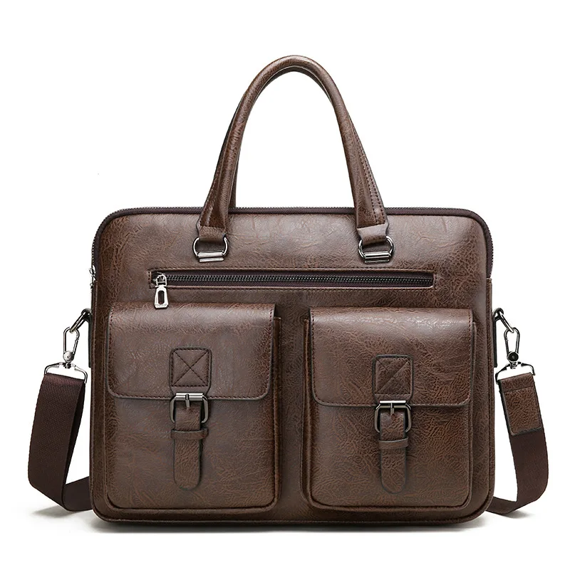 marque de luxe homme mallette d'affaires sac en cuir pu messager sac à bandoulière hommes bureau sacs à déjeuner pour ordinateur portable a4 fichier hommes sacs à main