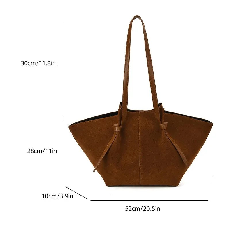 sac à main de luxe en daim/cuir véritable pour femmes, sac à bandoulière de grande capacité, sac de rangement en forme d'aile, sac de shopping à la mode