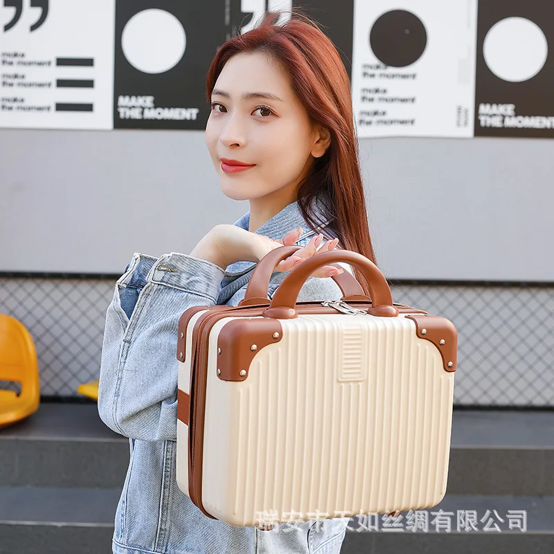 Étui de maquillage, Mini valise de voyage de 14 pouces, boîte à cosmétiques, organisateur de bagages à main, petite mallette d'embarquement