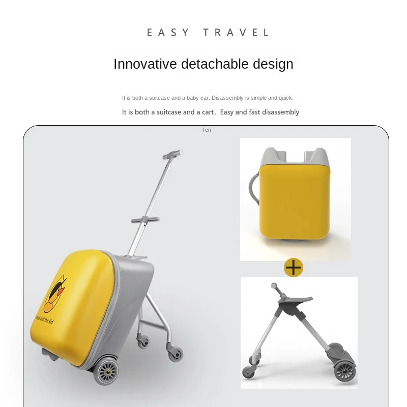 les bagages pour enfants peuvent s'asseoir et monter valise bébé garçons filles marche bébé boîte jaune paresseux homme chariot boîte valise pour enfants sur roue