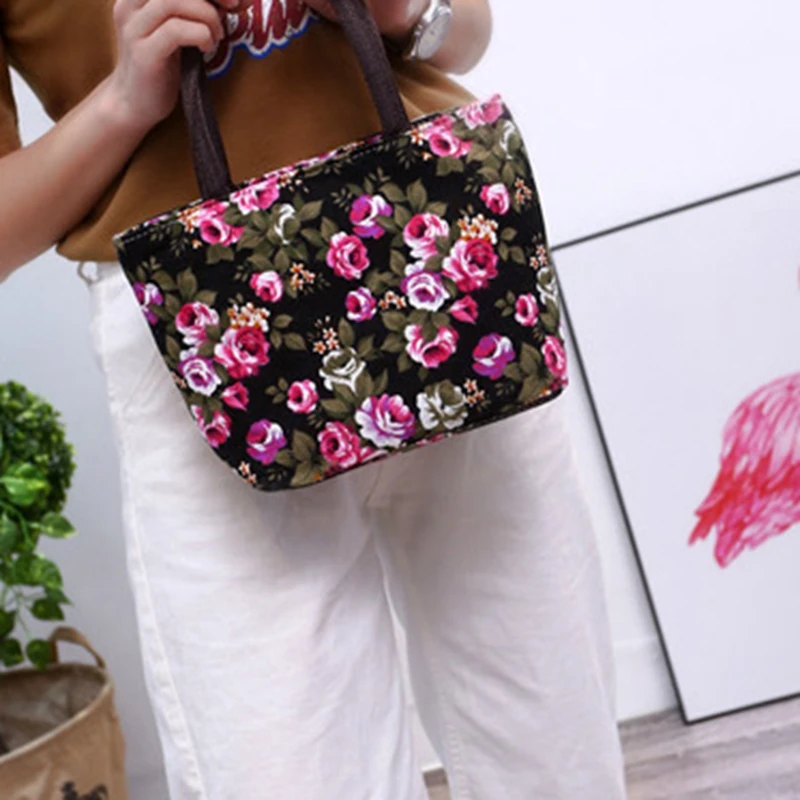 sac à main en toile imprimé rose pour femme, sac de voyage portable pour femme, mode décontractée, printemps, automne, nouveau, 2024