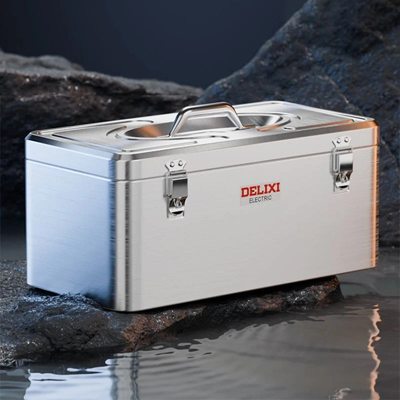mallette à outils multifonctionnelle, boîte à outils électronique en acier inoxydable, valise à outils, grand étui rigide portable étanche