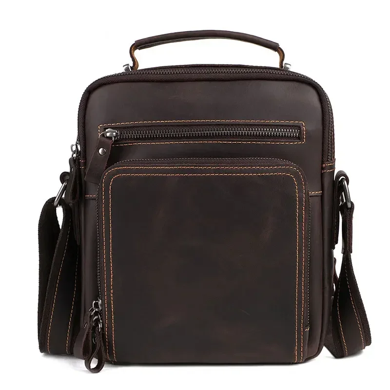 nouveau cuir véritable hommes vintage sacs à main petit rabat hommes sac à bandoulière décontracté bureau sacs de messager mode sac à bandoulière