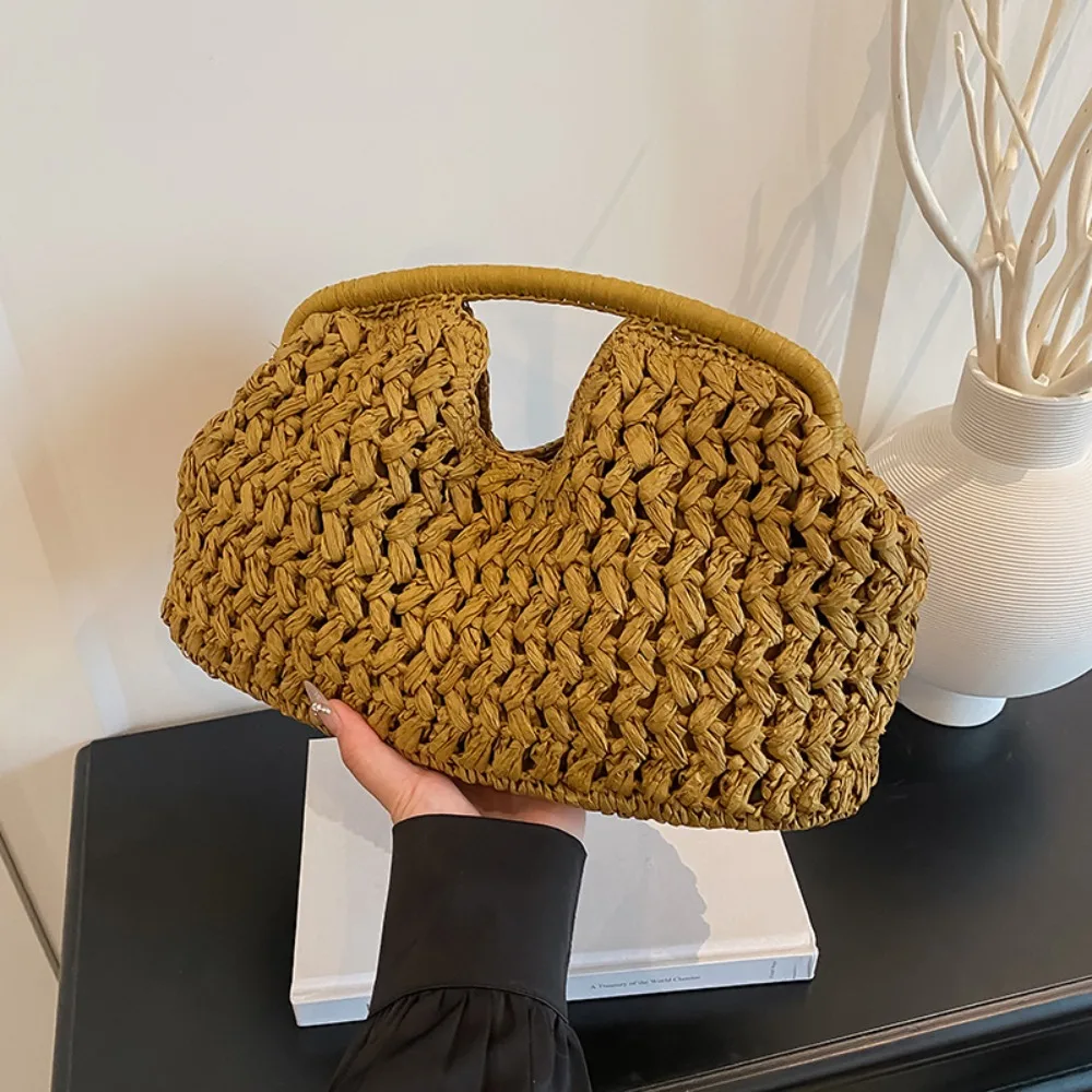 sac à main tissé à la main pour bolsos mujer été 2025, nouvelle texture haut de gamme rummikub et élégant sac à main de vacances à la plage pour femmes