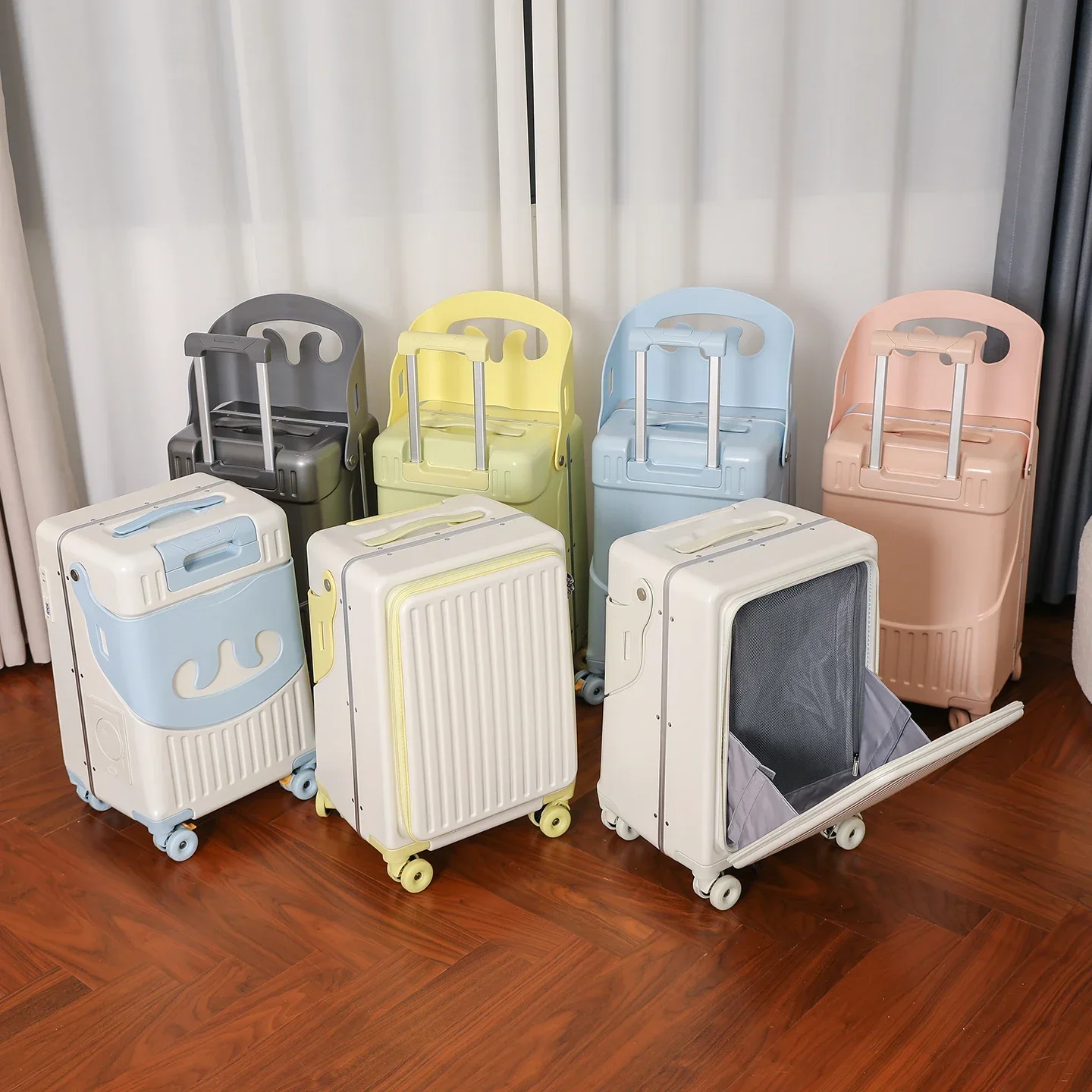 bunnyfly enfant maman valise avec siège pour les enfants peuvent s'asseoir pour monter chariot bagages bébé voyage étui de transport multifonction embarquement