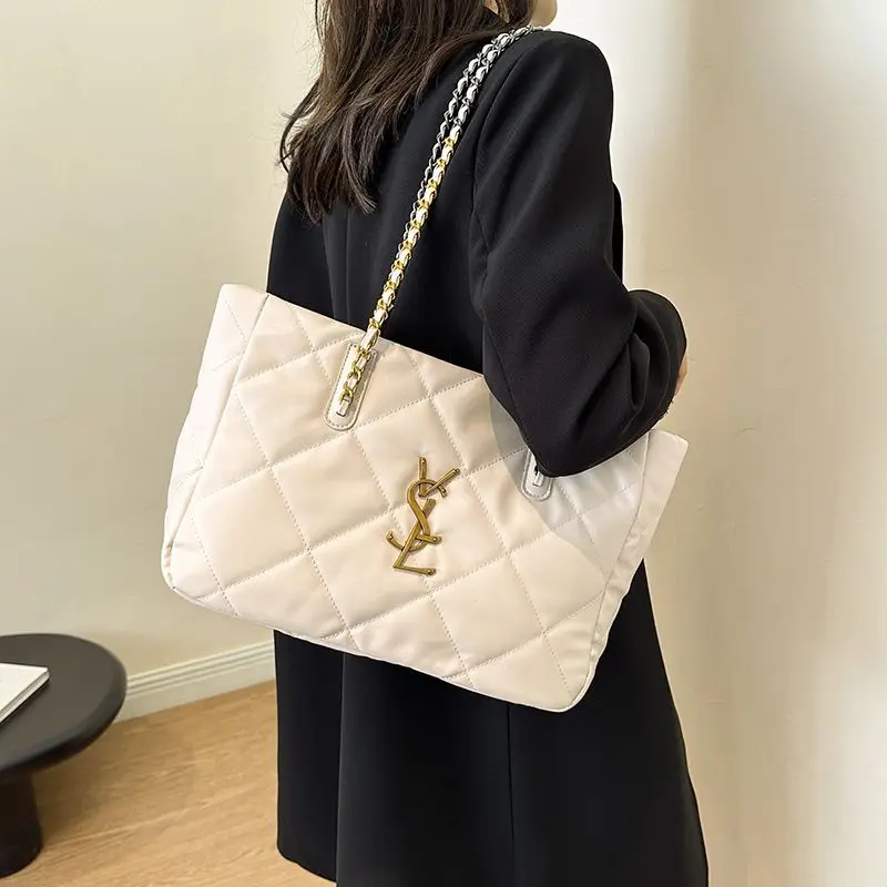 sac fourre tout français chic pour femmes, sac de shopping en cuir de grande capacité à motif litchi, sac à bandoulière polyvalent, 2025