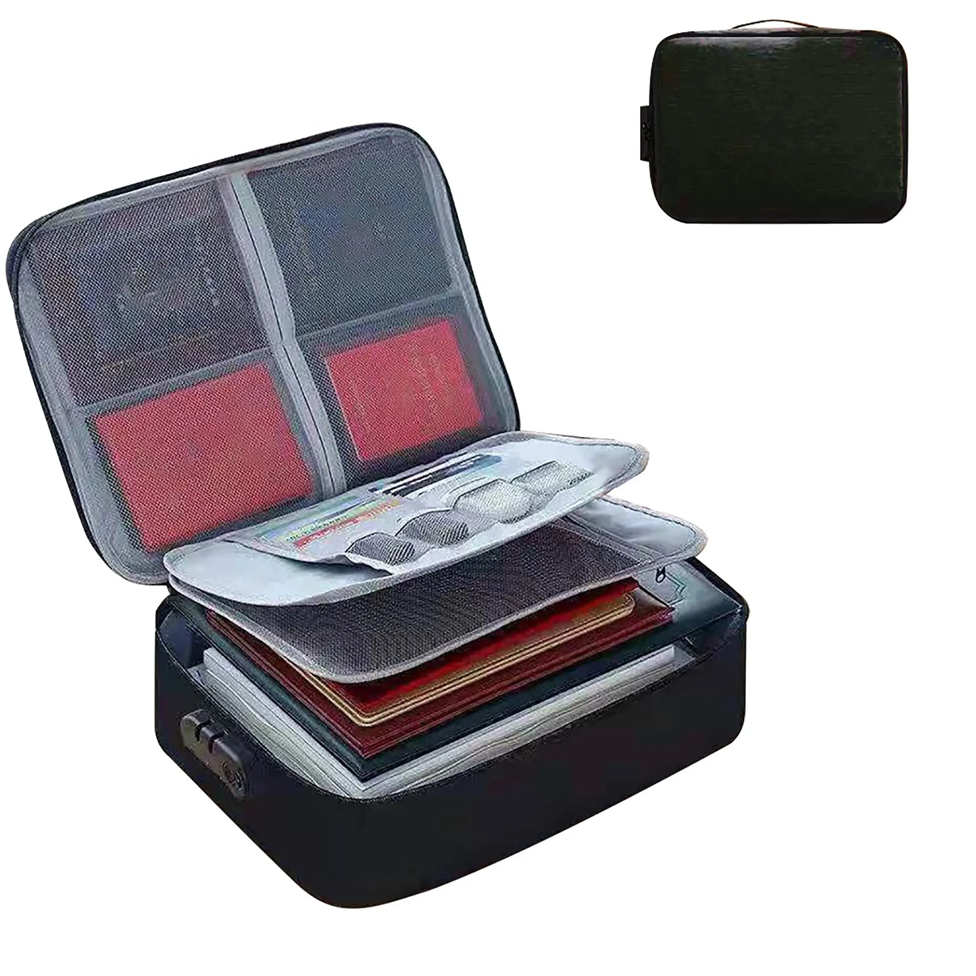 organisateur de documents porte documents 3 couches porte documents hommes femmes sac couverture sac à main passeport maison coffre fort fonctionnel fichier mallette de rangement