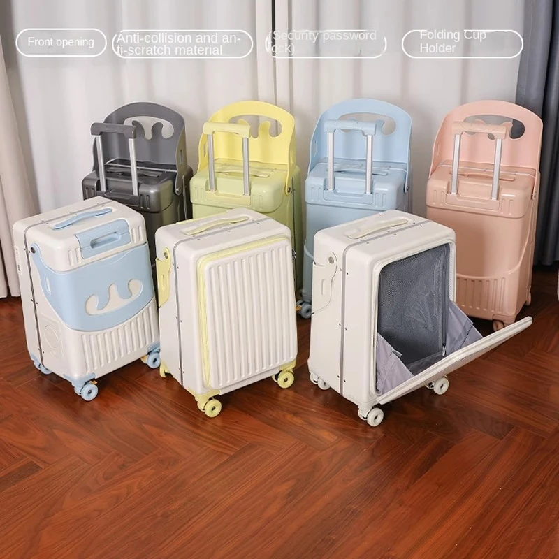 valise avec siège pour enfants, peut s'asseoir sur les bagages, cadre en aluminium à ouverture frontale de 20 pouces, boîtier de chariot embarqué, nouvelle collection 2025