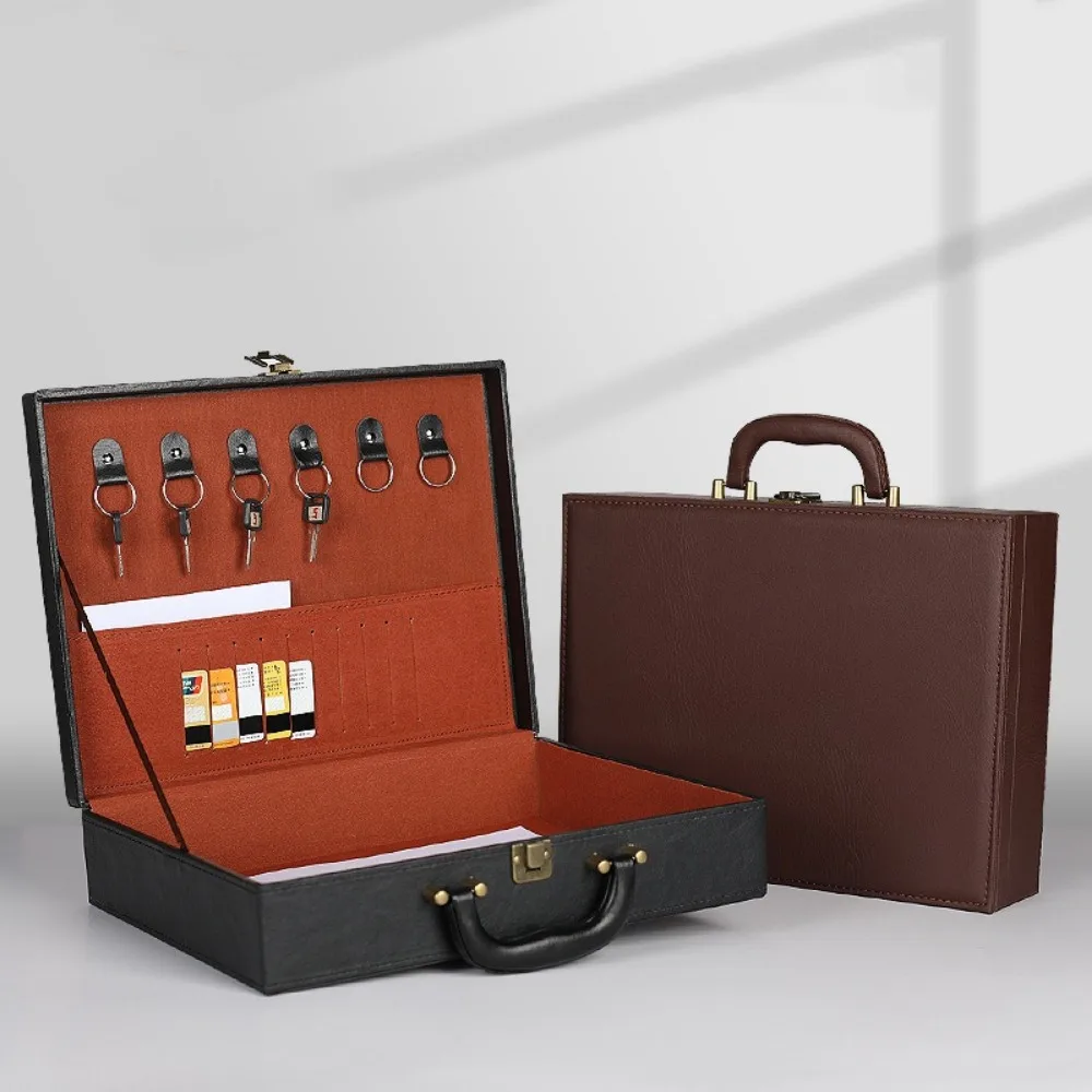 boîte de livraison de salle en cuir pu pour loisirs, valise multifonctionnelle pour hommes et femmes, boîte de rangement de documents portable