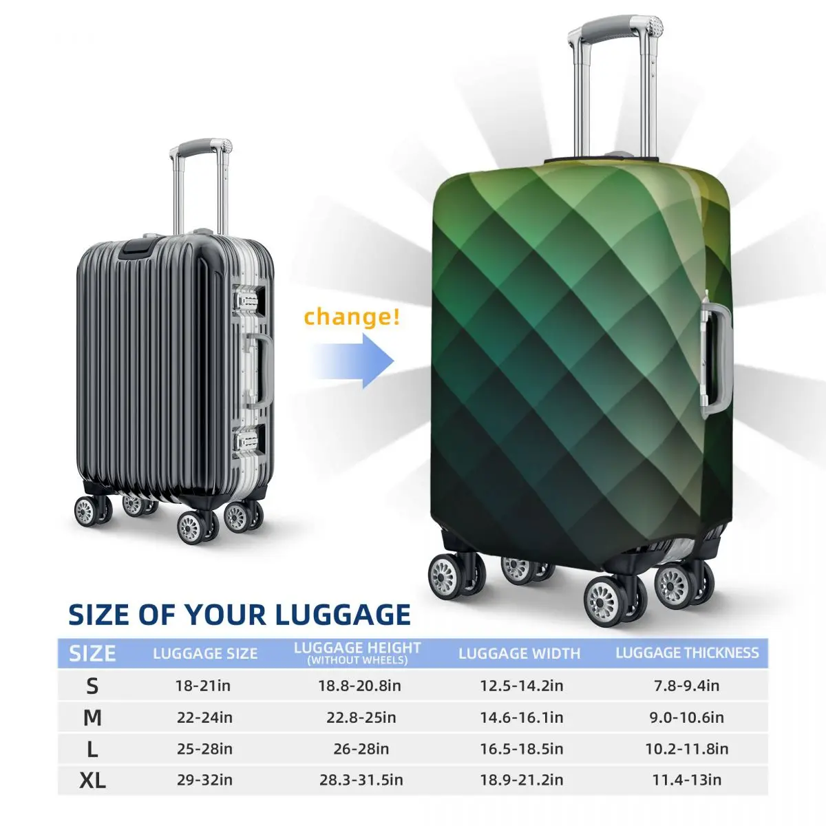 housse de valise imprimée losange, mode géométrique, motif simple, voyage de croisière, vacances, fournitures de bagages élastiques, protecteur
