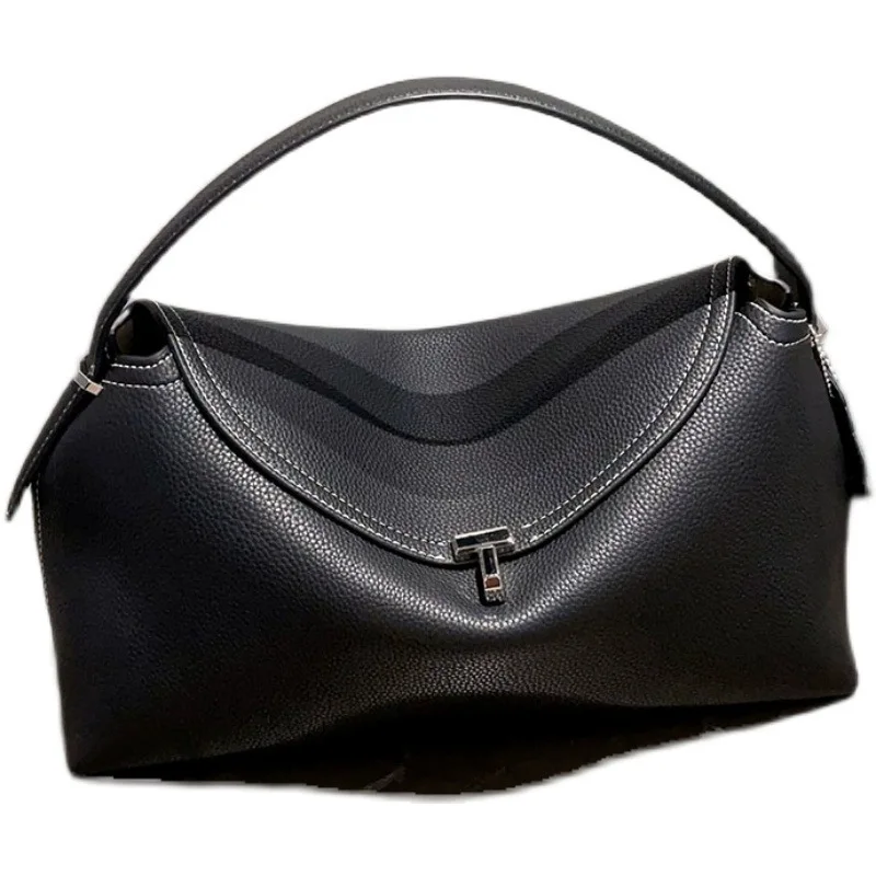 2025 nouveau sac à main en cuir sac de travail à bandoulière à la mode polyvalent élégant design suédois peau de vache souple taille moyenne usage quotidien