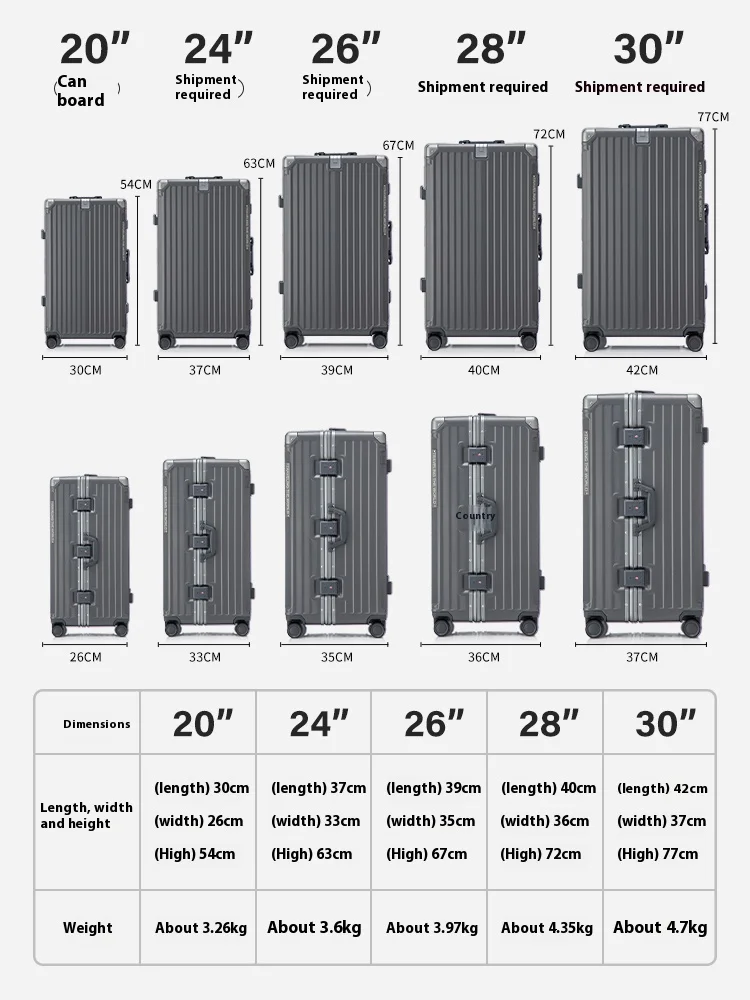 valise à main porte bagages coque rigide valise de voyage roulante avec roues spinner 20 24 26 28 30 pouces bagages