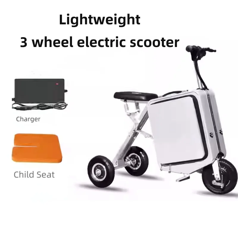 valise à bagages pliante pour scooter électrique à 3 roues, pour adultes, léger, scooter de mobilité parent-enfant avec siège pour voyage