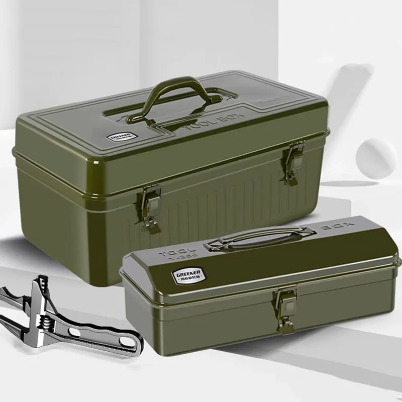boîte à outils de quincaillerie multifonctionnelle, boîte de rangement d'outils d'entretien de véhicule domestique, valise en métal, boîte de pièces d'atelier mécanique extérieur